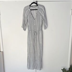 Gap Gray Striped Button Down Maxi Dress